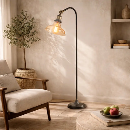 HERTEL Floor Lamp - Black/Amber