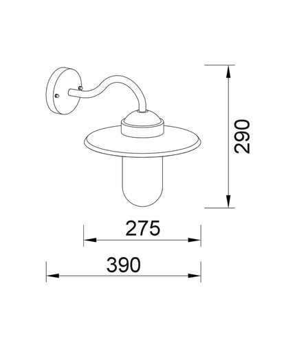 PAYONG: Exterior Sun Hat Shape with Clear Glass Wall Lights IP44 - Matte Black / Aluminium
