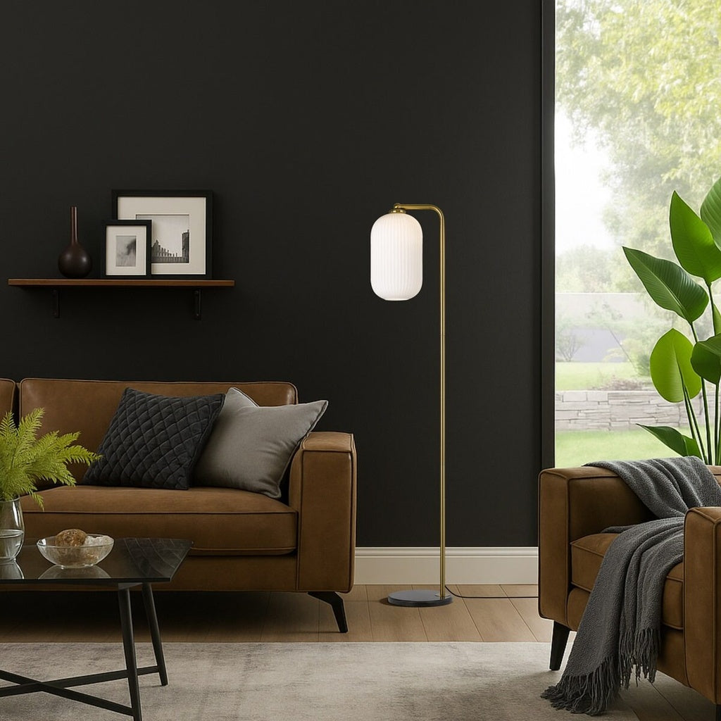 LARK Floor Lamp - Antique Gold/Opal Matt