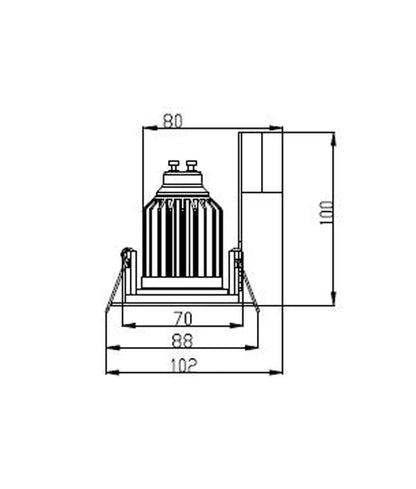 GU10 Fixed Square Downlight Fittings (Cut out: 70mm) w/Lamp holder