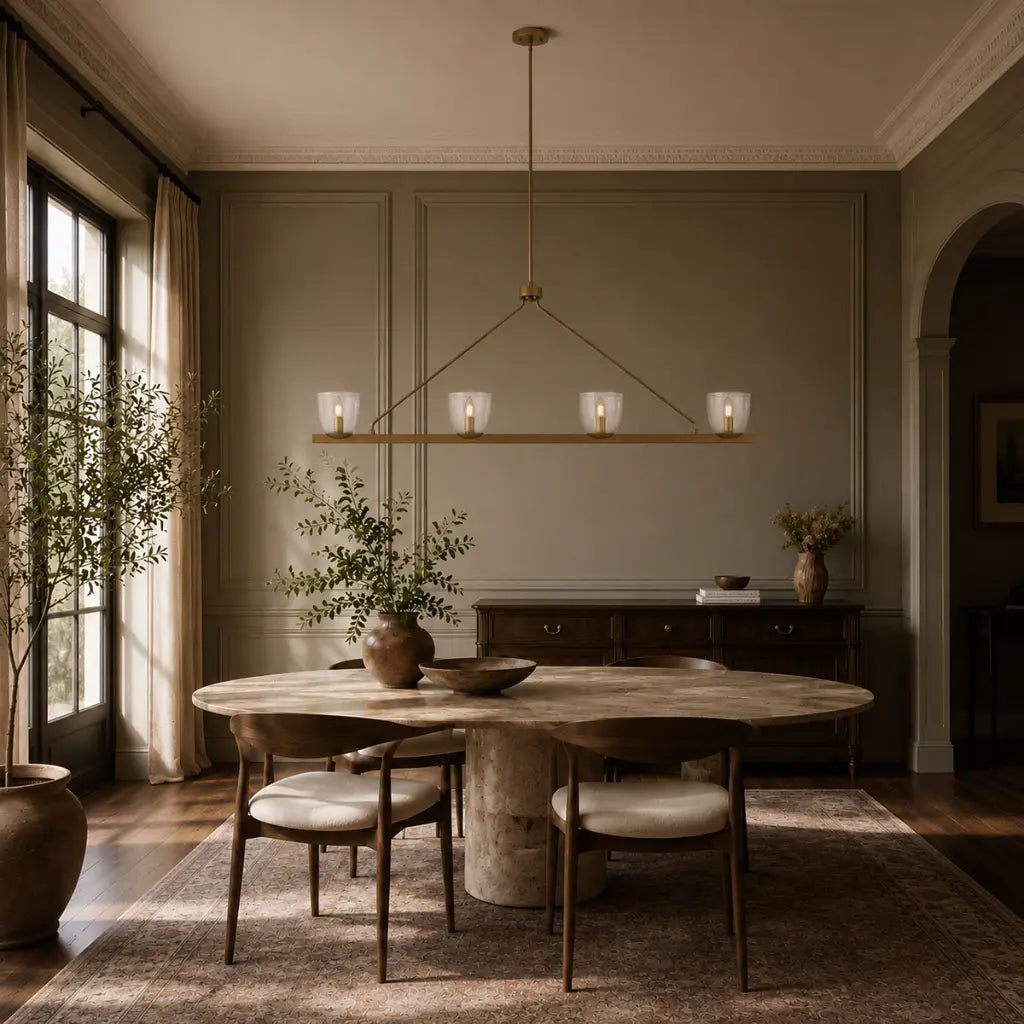 RADAM 4 Light Bar Pendant Light - Vintage Brass