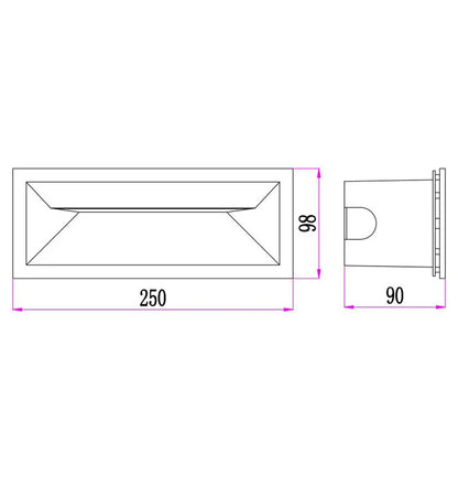 BRICKTRI: LED Tri-CCT Exterior Recessed Rectangular Wall / Brick Lights IP65 - Dark Grey