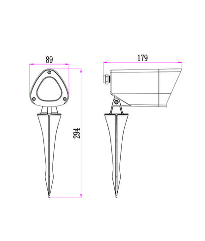 KAM: Exterior Dark Grey Garden Spike Light IP65
