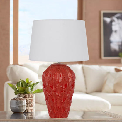MADRID Ceramic Table Lamp - Red/White