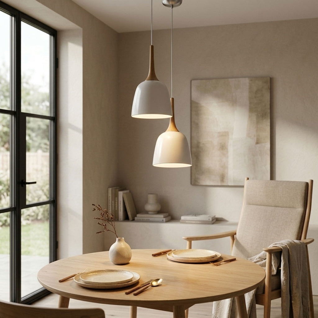POLK 20CM Pendant Light – Oak/White