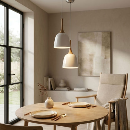 POLK 20CM Pendant Light – Oak/White