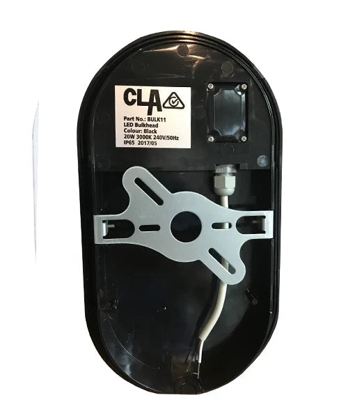 BULK: Oval LED Exterior Bulkhead Lights with Optional Cage IP65 - White