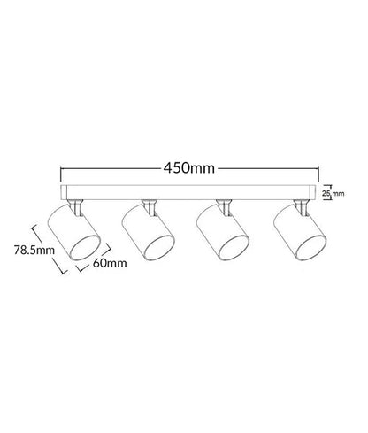 SPOT: Interior GU10 4XLights Adjustable Bar Base Surface Mounted Spot Light - Matte White