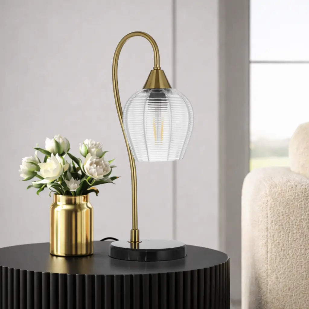 AZALEA Table Lamp - Black Marble/Antique Gold