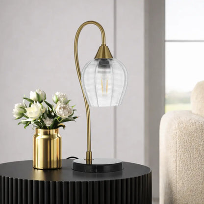 AZALEA Table Lamp - Black Marble/Antique Gold