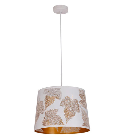 PENSHADE: Interior Slanted with Maple Leaf Pattern Laser Cut Pendant Lights - White