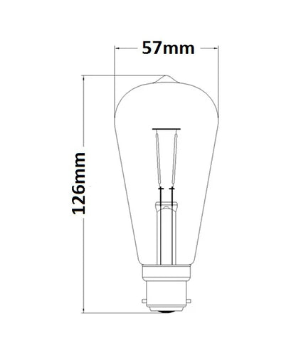 ST57 LED Filament Globes (4W) - Options: BC (B22)