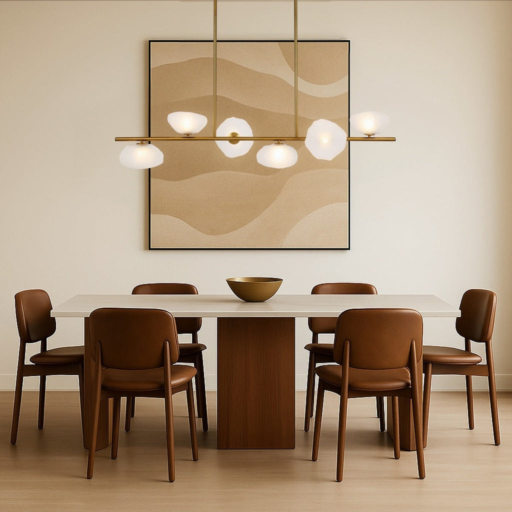 ZECCA 6 Linear Pendant Light - Antique Gold/Frost