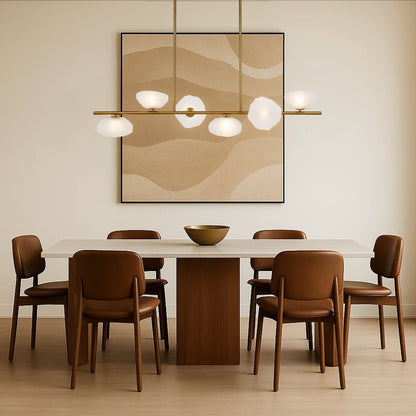 ZECCA 6 Linear Pendant Light - Antique Gold/Frost