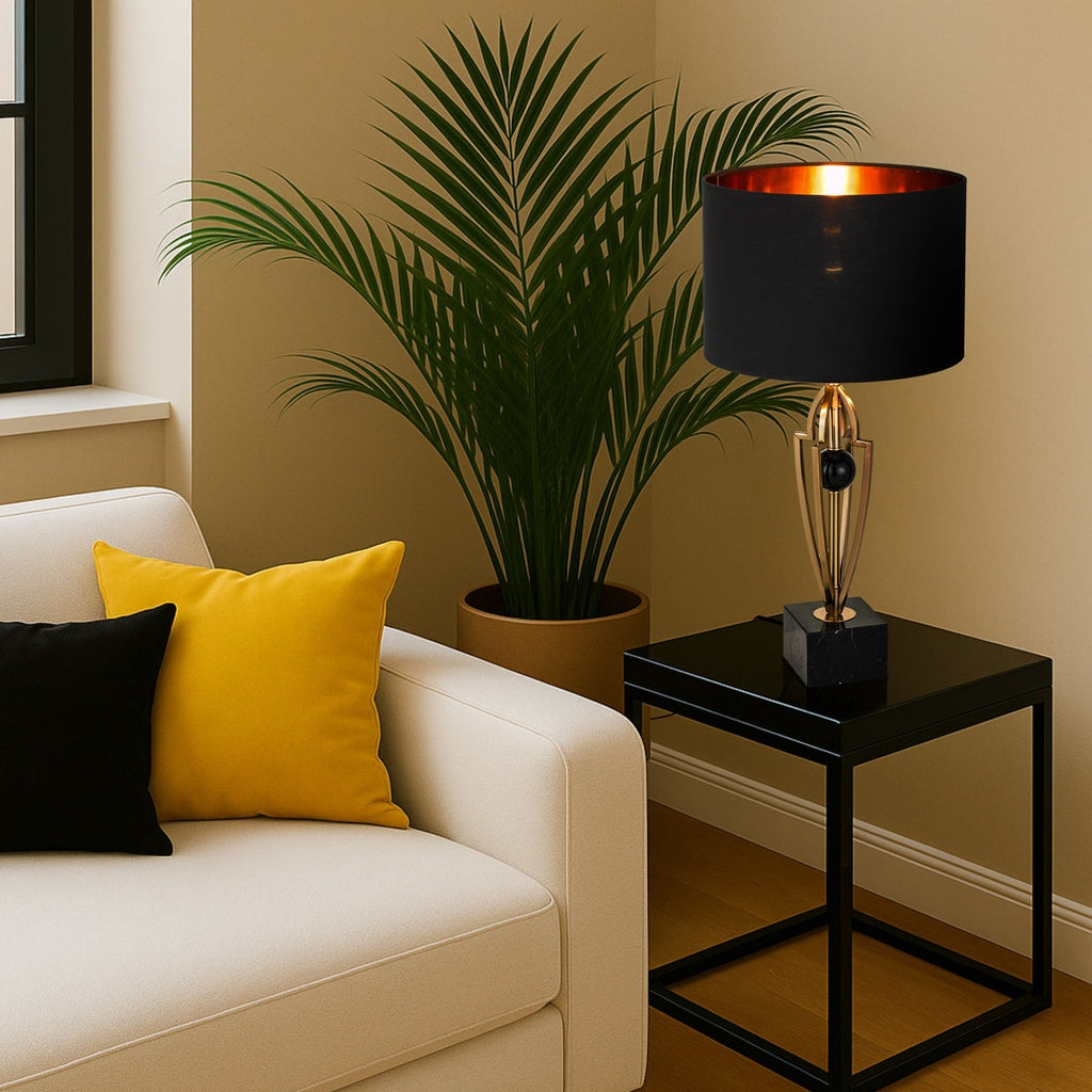 VARDO Table Lamp - Black Marble/Antique Gold