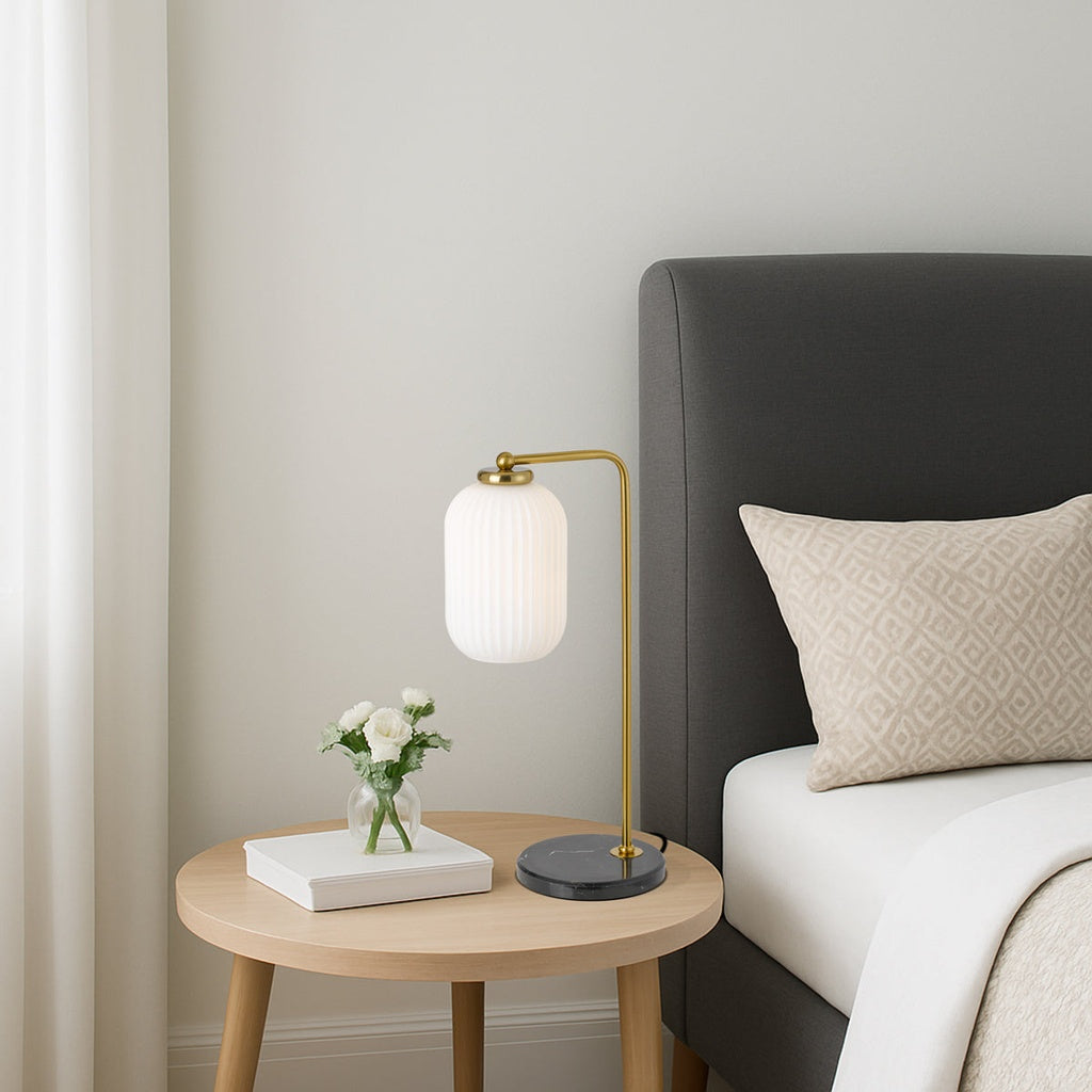 LARK Table Lamp - Antique Gold/Opal Matt