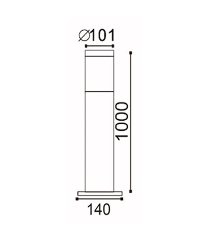 ELANORA: E27 Surface Mounted Black Bollard Lights IP44 - 1000mm