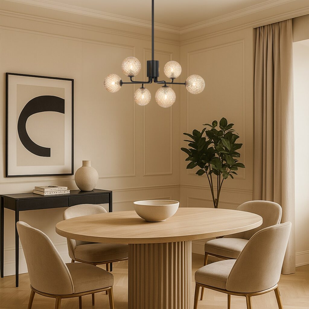 FELTON 6 Pendant Light - Black/Amber Tear
