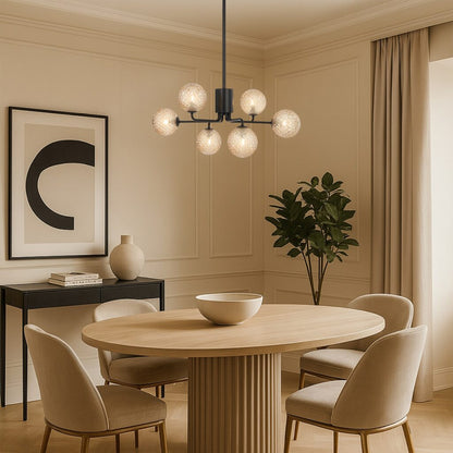 FELTON 6 Pendant Light - Black/Amber Tear