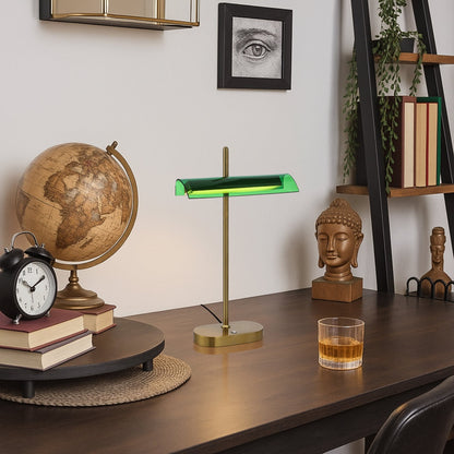 LYMAN Table Lamp - Antique Gold/Green
