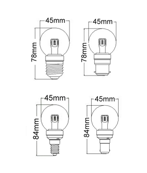 Fancy Round LED Filament Dimmable Globes (4W) - Options: E14 6000K