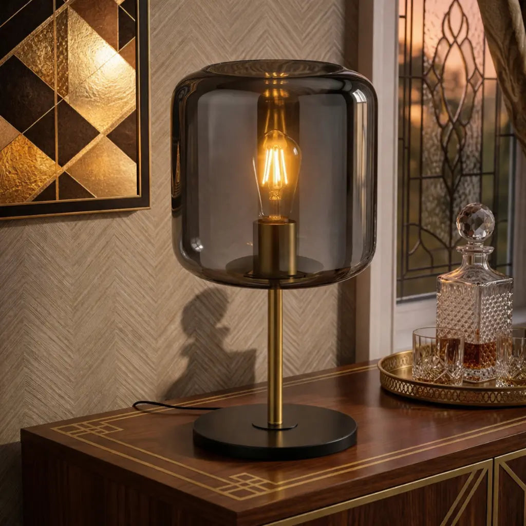 KOROVA Table Lamp - Brass Matt/Smoke