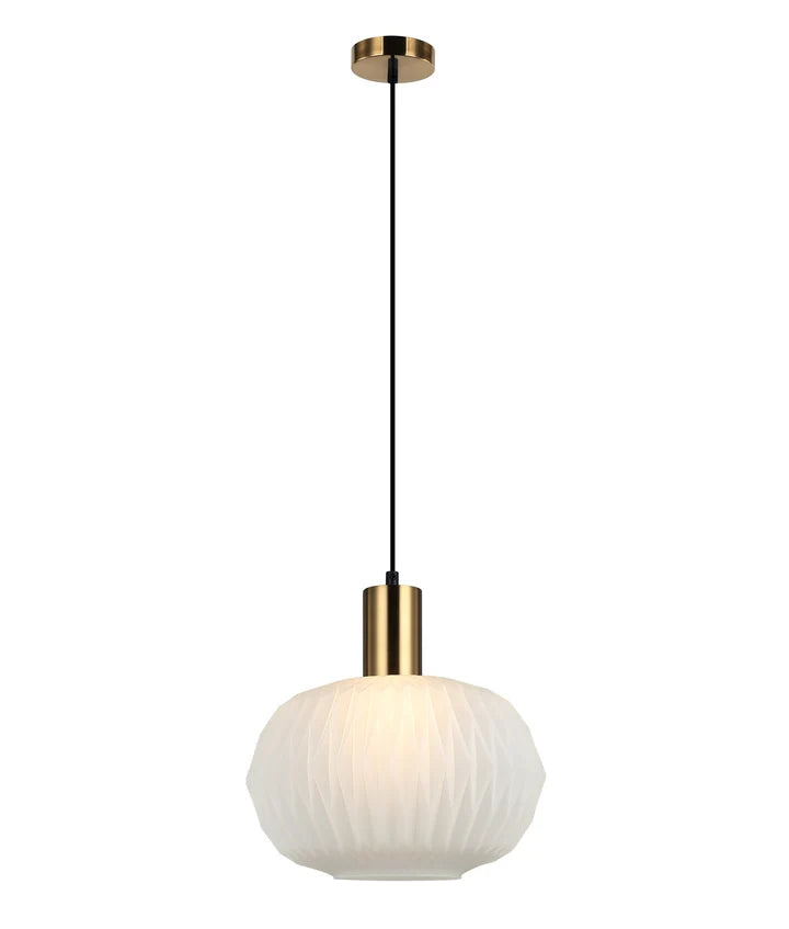 PAPEL: Interior Pleated Opal Translucent Dome Glass Pendant Lights