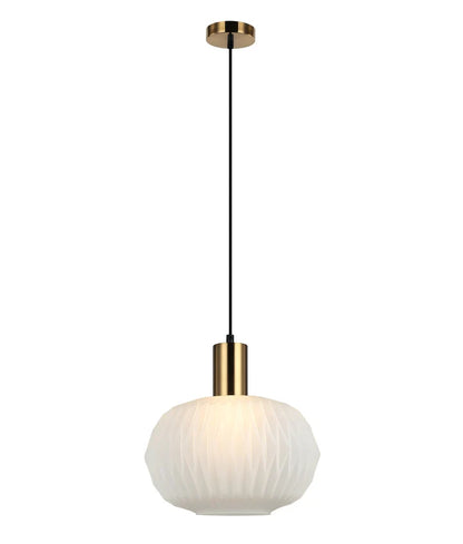 PAPEL: Interior Pleated Opal Translucent Dome Glass Pendant Lights