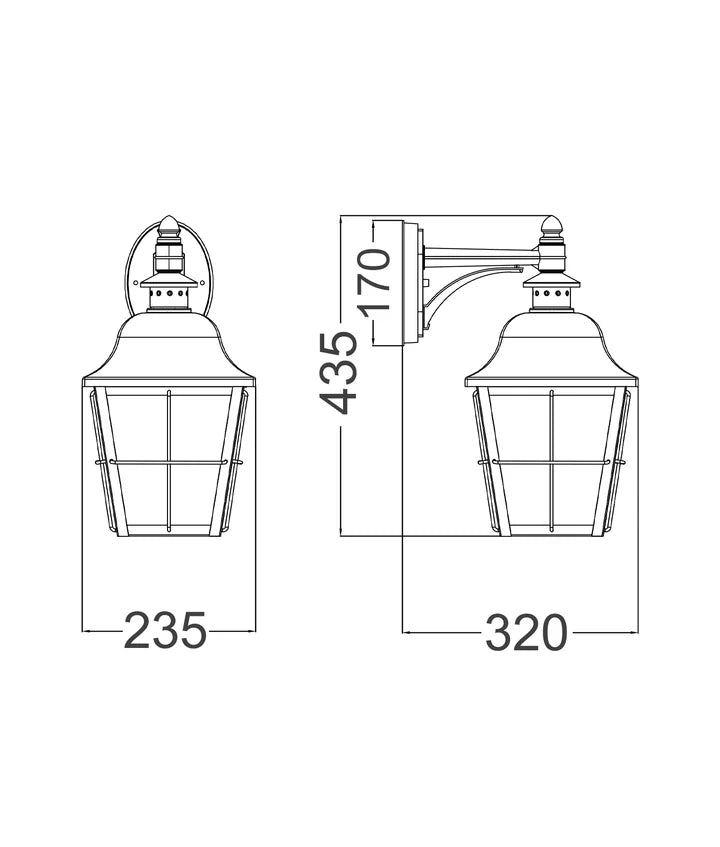 TRENERO: Exterior Surface Mounted Coach Wall Lights IP44 - Matte Black