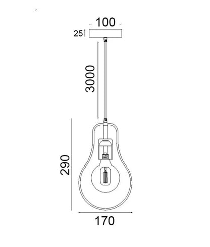 CONTOUR: Interior Black Wire Pear Shape Pendant Light