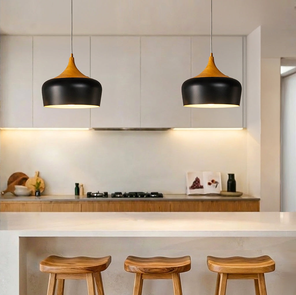 POLK 30CM Pendant Light – Oak/Black