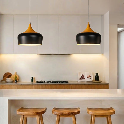 POLK 30CM Pendant Light – Oak/Black
