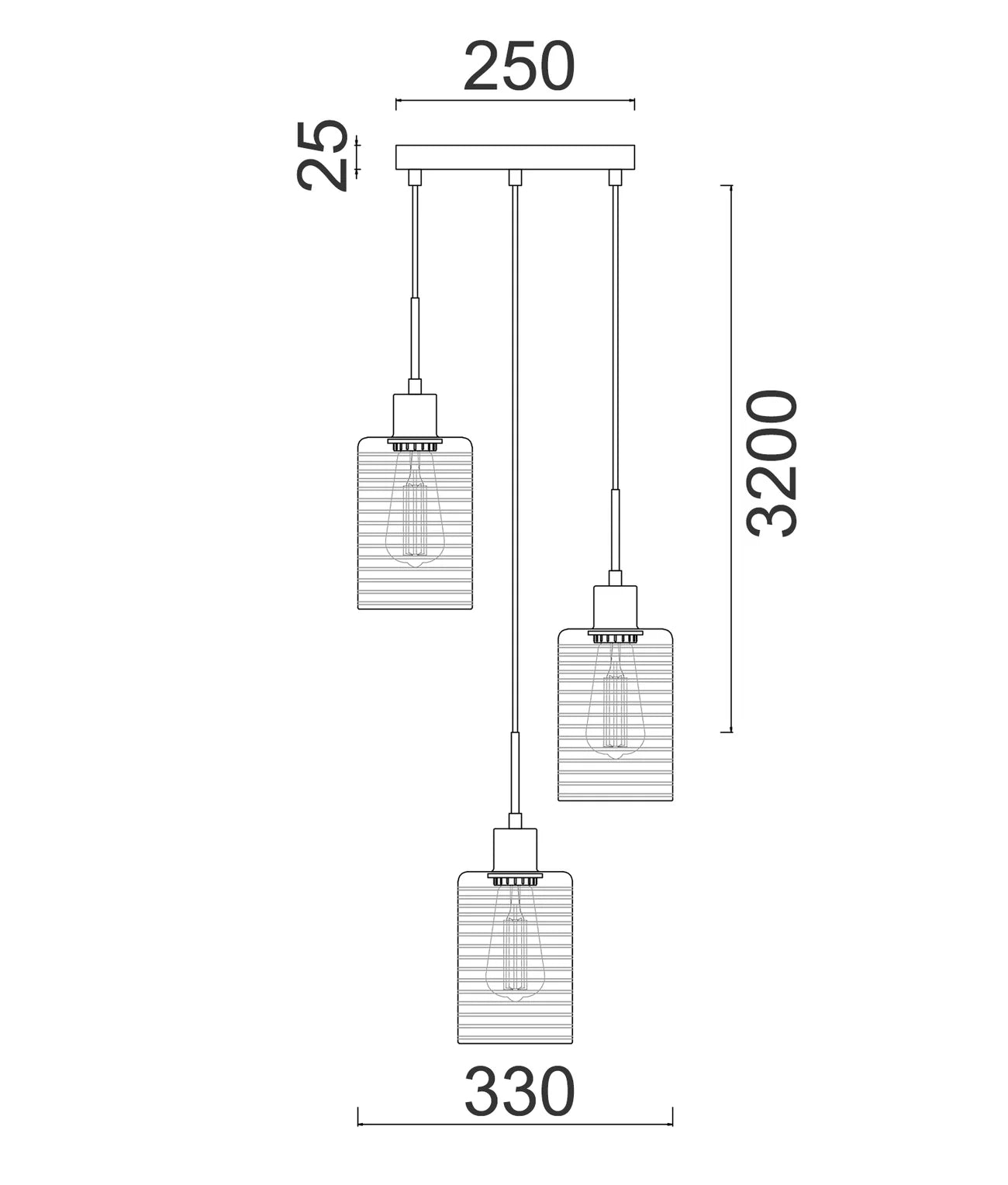 ESPEJO1: Interior Iron & Chrome Oblong Glass Pendant Light - Multiple Round Base