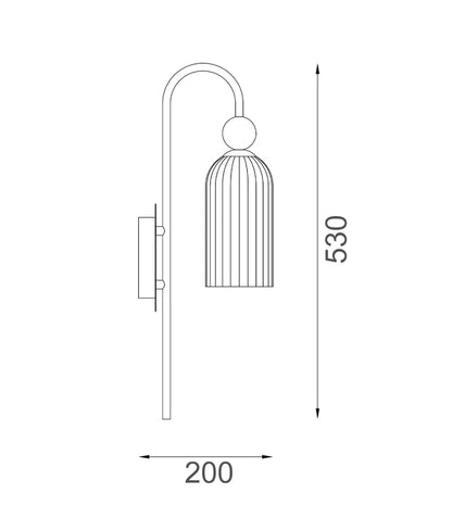FLAUTA: Interior Round Top Cylinder Ribbed Wall Light - Amber