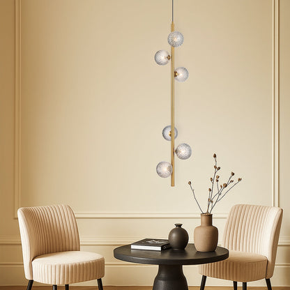 ELSON 6 Pendant Light - Antique Gold/Smoke Tear