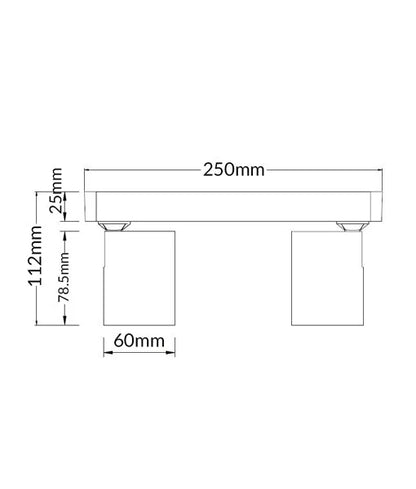 SPOT: Interior GU10 2XLights Adjustable Bar Base Surface Mounted Spot Light - Matte Black