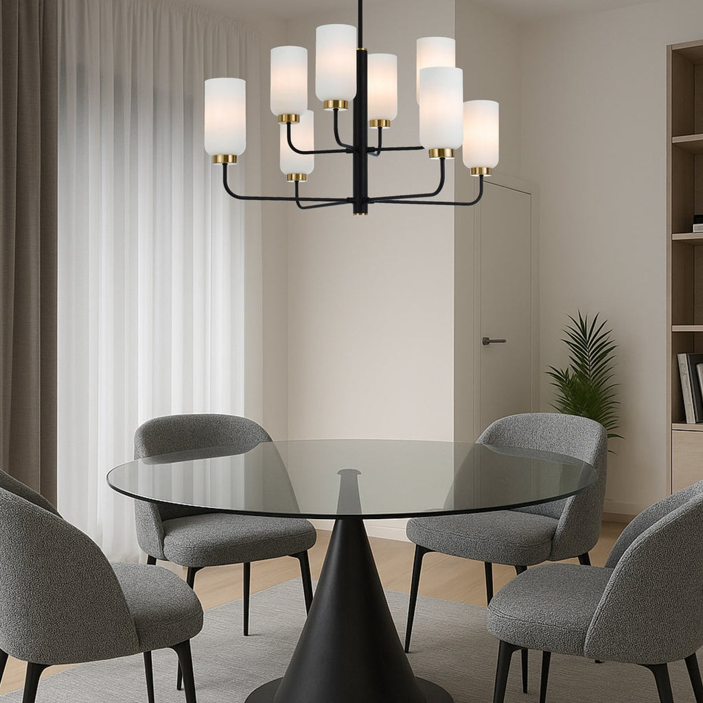SEBRING 8 Pendant Light - Black/Opal Matt