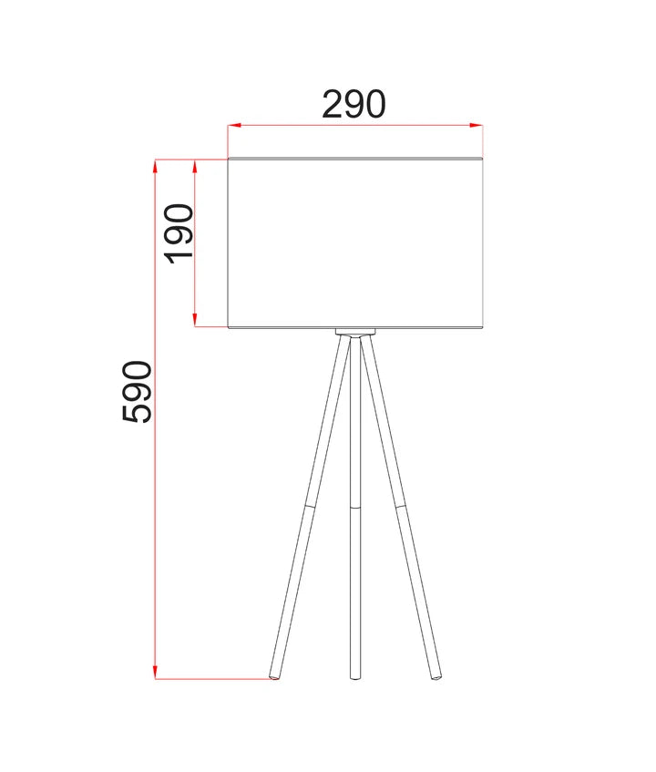 JAMBES: Drum Shade with Antique Brass Tripod Table Lamp - White