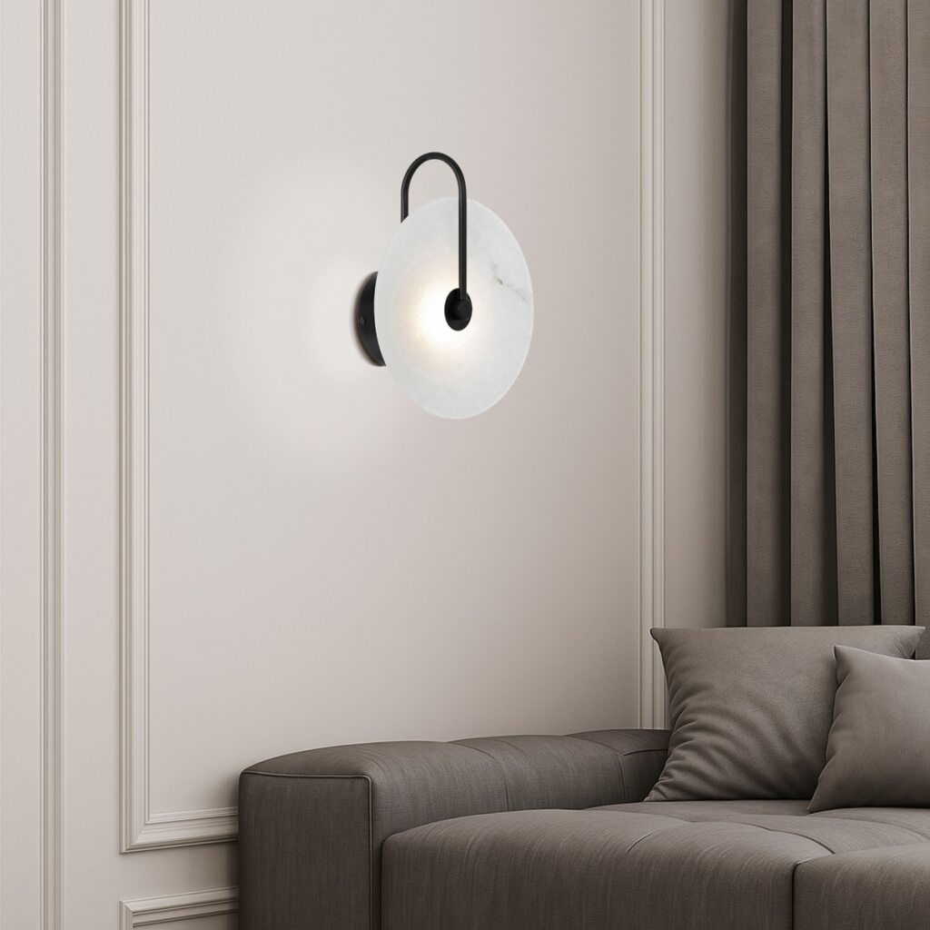 ZONDER LED Wall Light - Black/White Marble