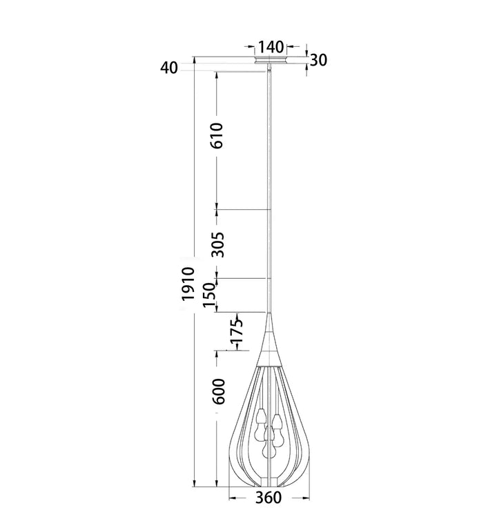 BONITO7: Rustic Medium Winter Moss Wood Tear Drop Pendant Light