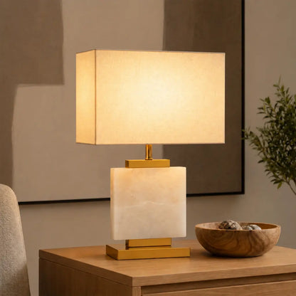 DANA Table Lamp - White Marble/Antique Gold