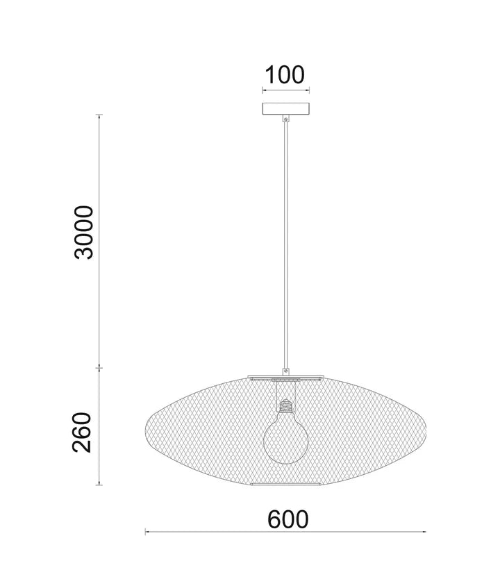 GOLPE: Modern Interior Large Oval Stainless Steel Pendant Light - Black