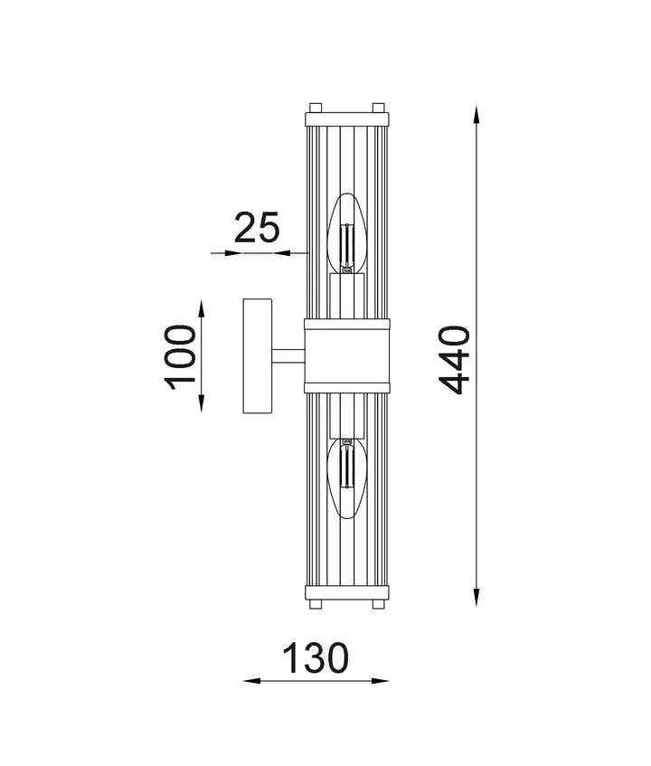 TIEMPO: Interior Up/Down Tubular Clear Glass Wall Light - Chrome