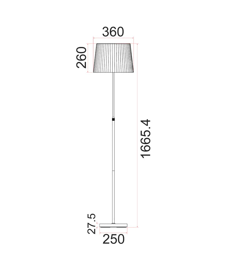 CRECER: White Shade / Antique Brass Pleated Shade Height Adjustable Floor Lamp