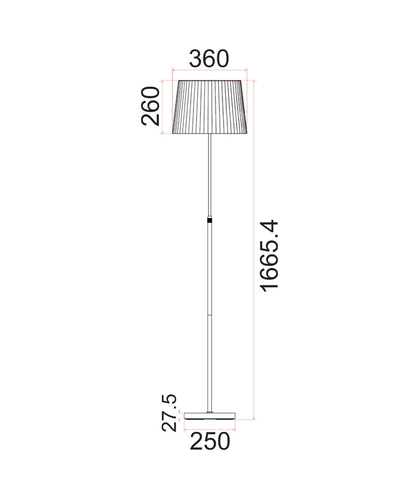 CRECER: White Shade / Antique Brass Pleated Shade Height Adjustable Floor Lamp