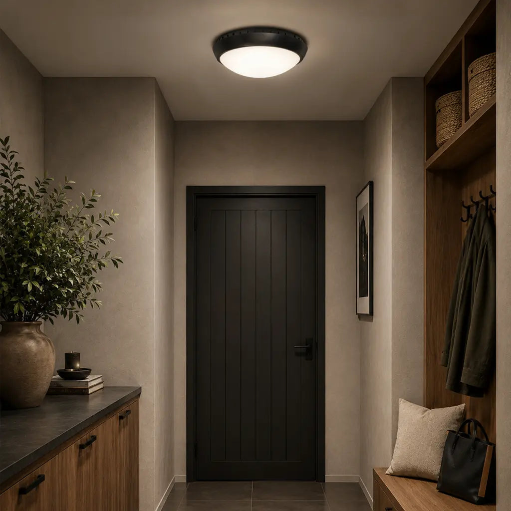 WYNN Exterior Round Bunker LED Light - Black