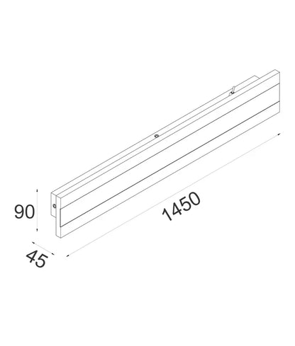 BANDA: LED Tri-CCT Rectangular with Frosted Diffuser Wall Light IP65 - White 1450mm