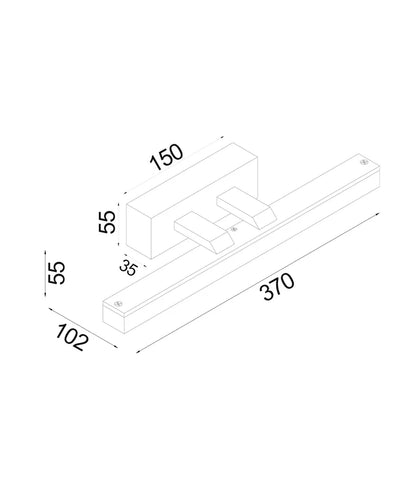 VANITAS: Interior LED Tri-CCT Vanity / Picture Wall Lights IP44 (L370mm) - White/Small