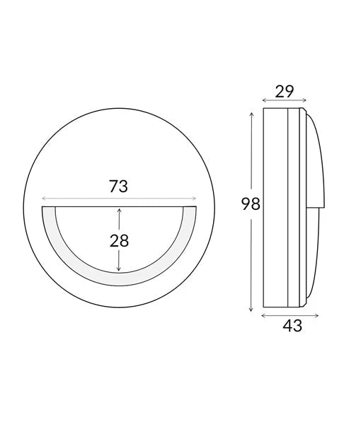 STE: Exterior LED Surface Mounted Eyelid Step Lights IP65 - Matte Black 220V AC