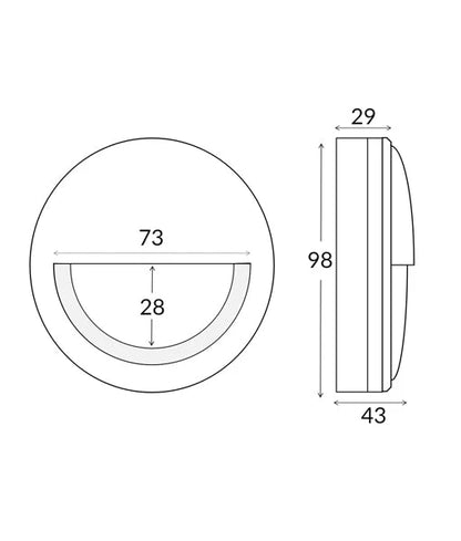 STE: Exterior LED Surface Mounted Eyelid Step Lights IP65 - Matte Black 220V AC